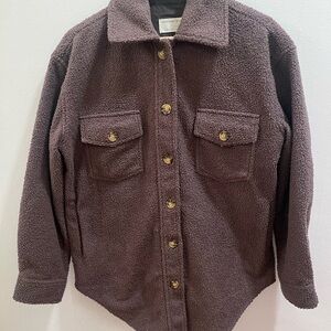 Brown Button-Up Sherpa Jacket
